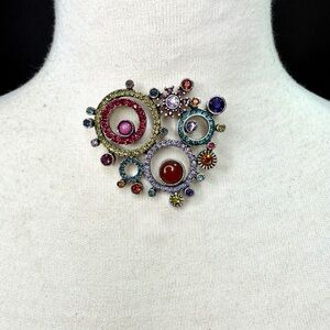 Patricia Locke Carnelian, Swarovski, and Sterling Silver Brooch